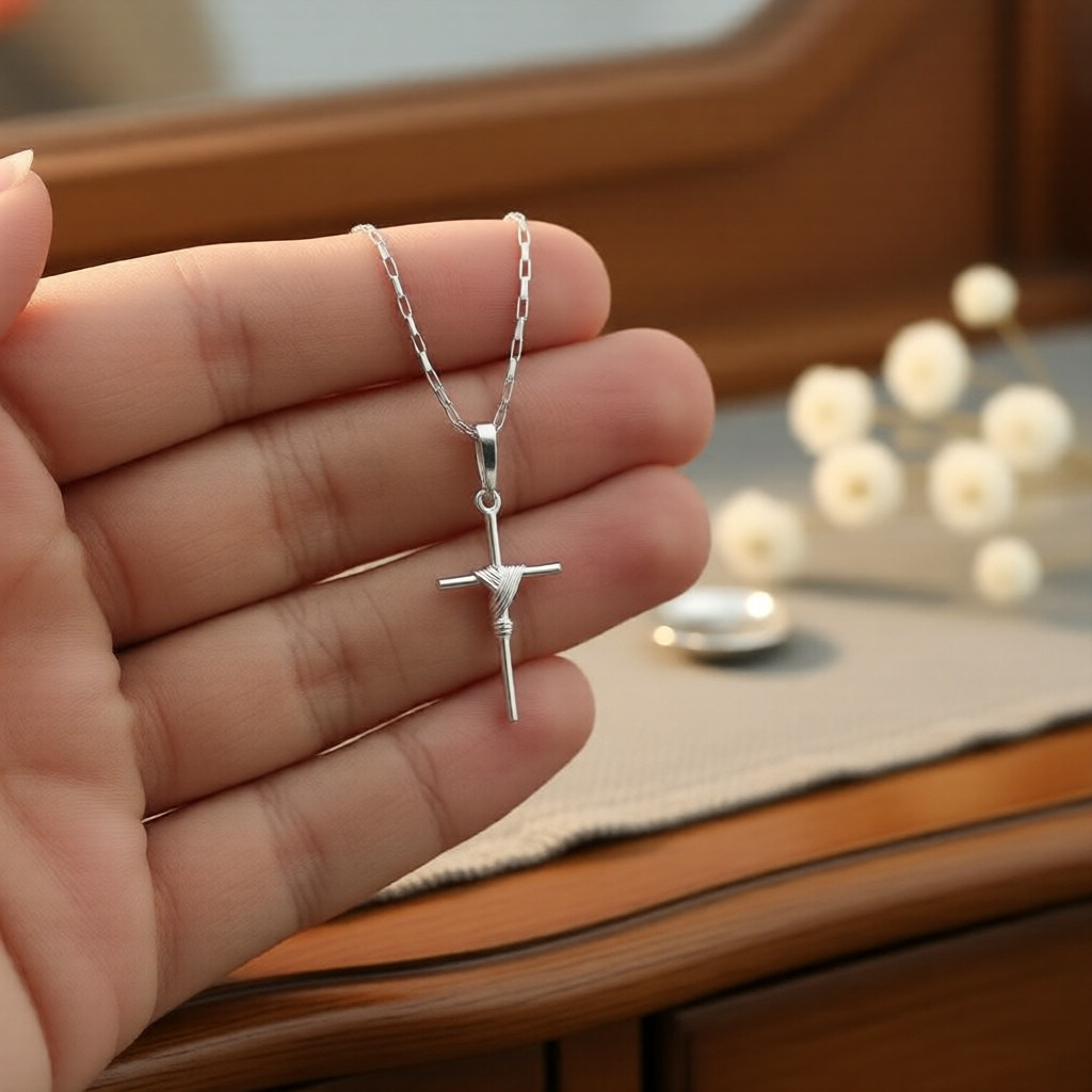 Pingente de Cruz Minimalista com Corrente Franco, Estilo Punk Euro-Americano