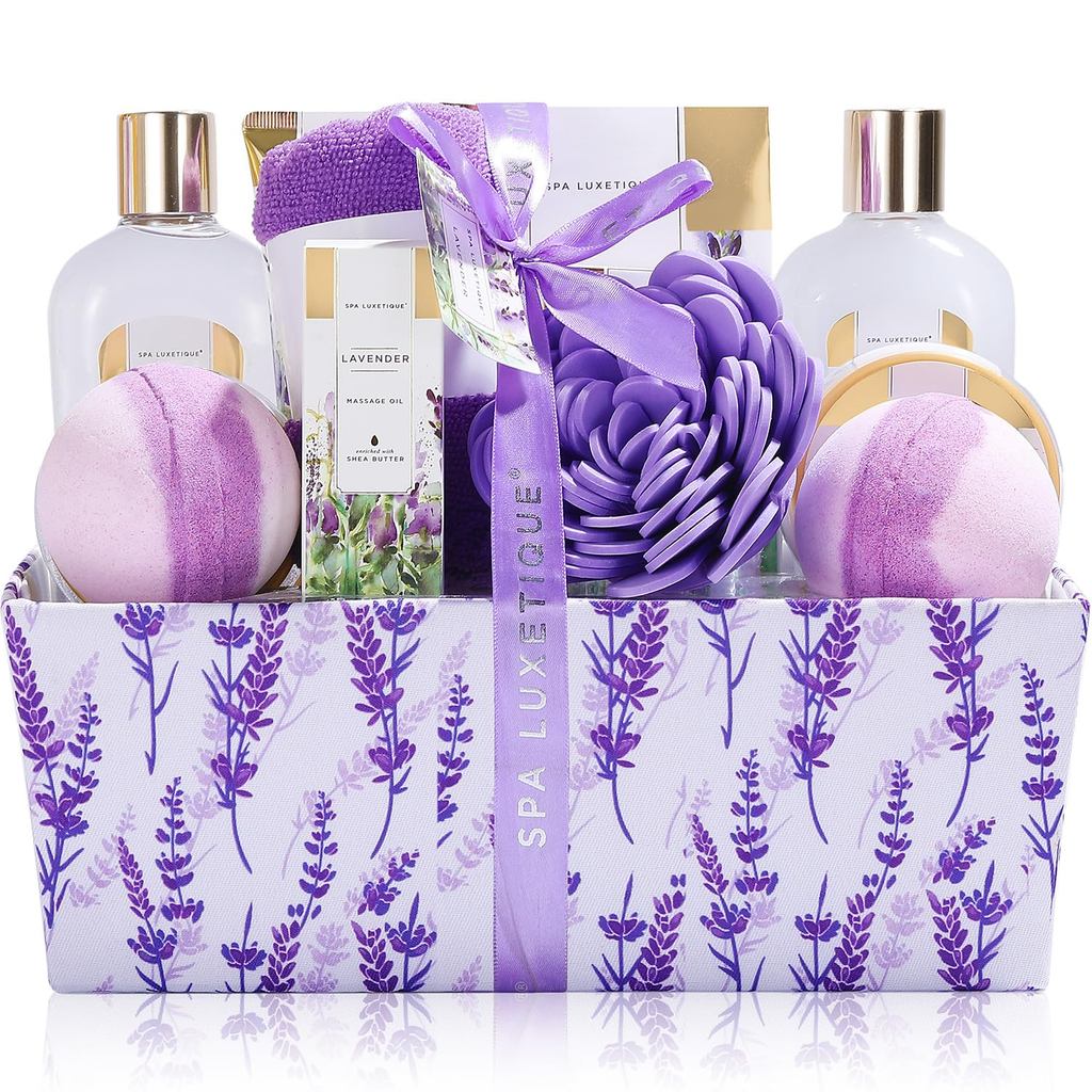 Cestas de Presente Spa Luxetique para Mulheres, Presentes de Spa com Lavanda para Mulheres, 12 Peças, Presentes de Anive