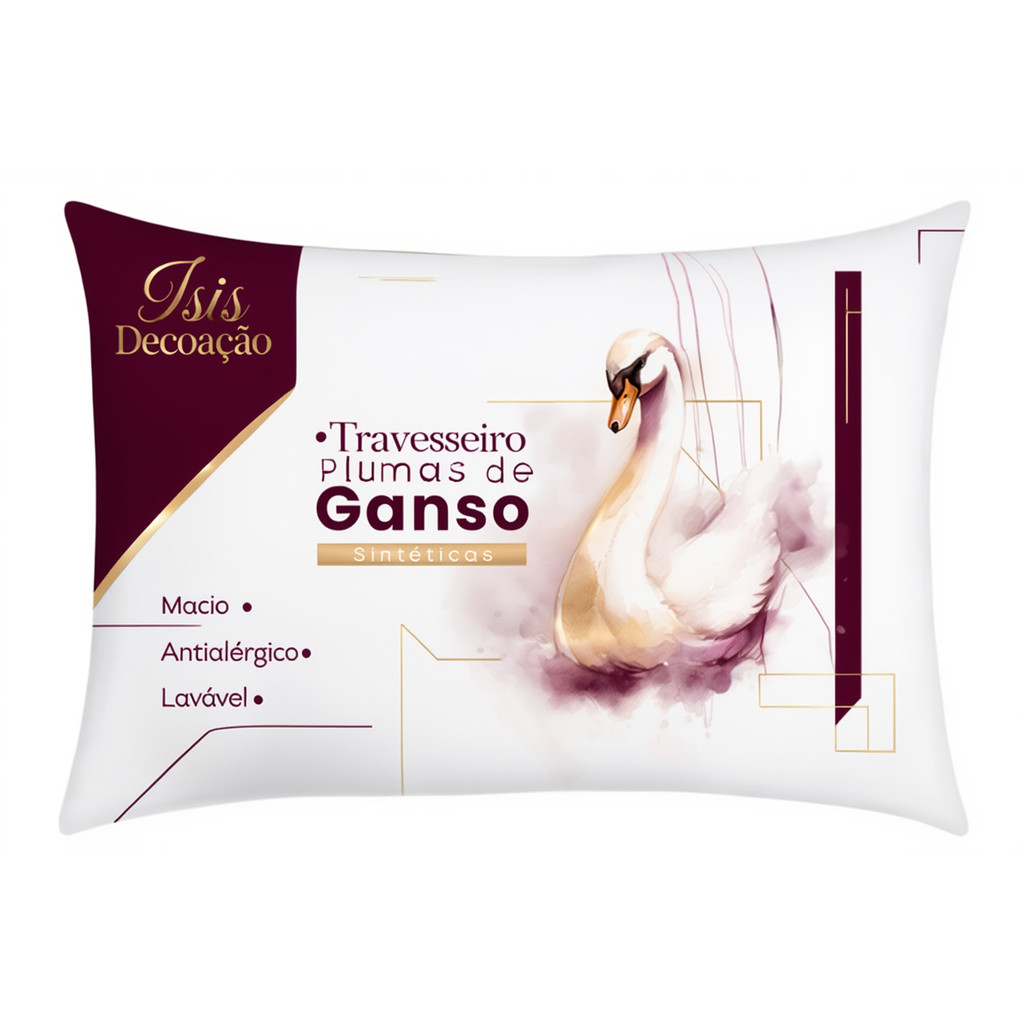 Travesseiro 2 Kit Pluma de Ganso Sintética Premium Extra Macio Premium Isis Decoração dia a dia