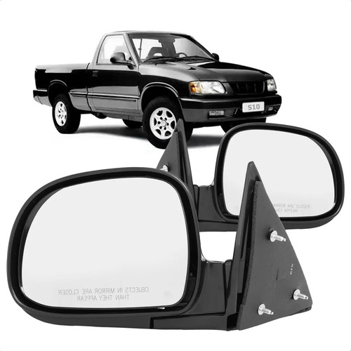 Retrovisor S10 1995 1996 1997 A 2011 Espelho Fixo Preto Liso