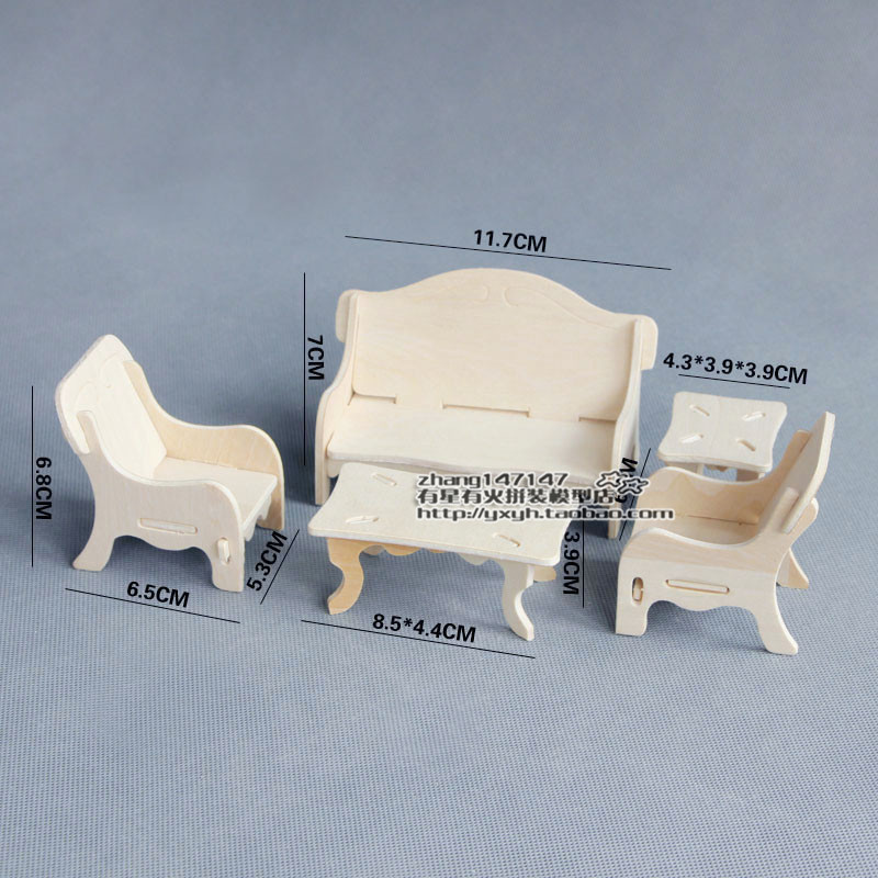 Montado de madeira 3diy tridimensional quebra-cabeça educacional das crianças Mini pequeno modelo de móveis brinquedo so