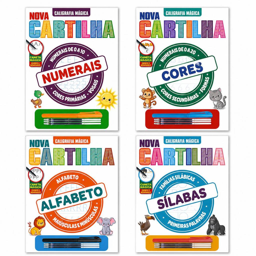 Combo Nova Cartilha de Caligrafia 01 - KIt com 4 Cartilhas
