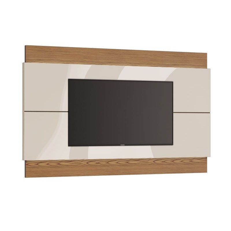 Painel Suspenso Aéreo Classic para Sala TV 60 Polegadas Moderno Off White com Freijó - Imcal Móveis