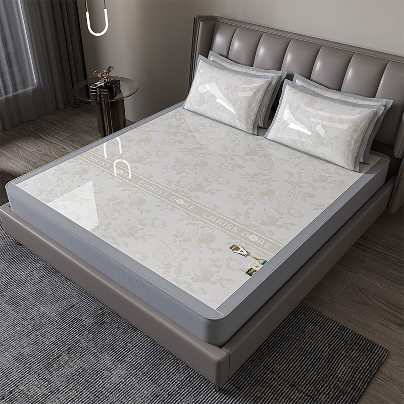 Sensação de alto fresco PE duplo, tapete de seda gelada, lençol de ar condicionado, Jacquard, lavável, absorvente de suo