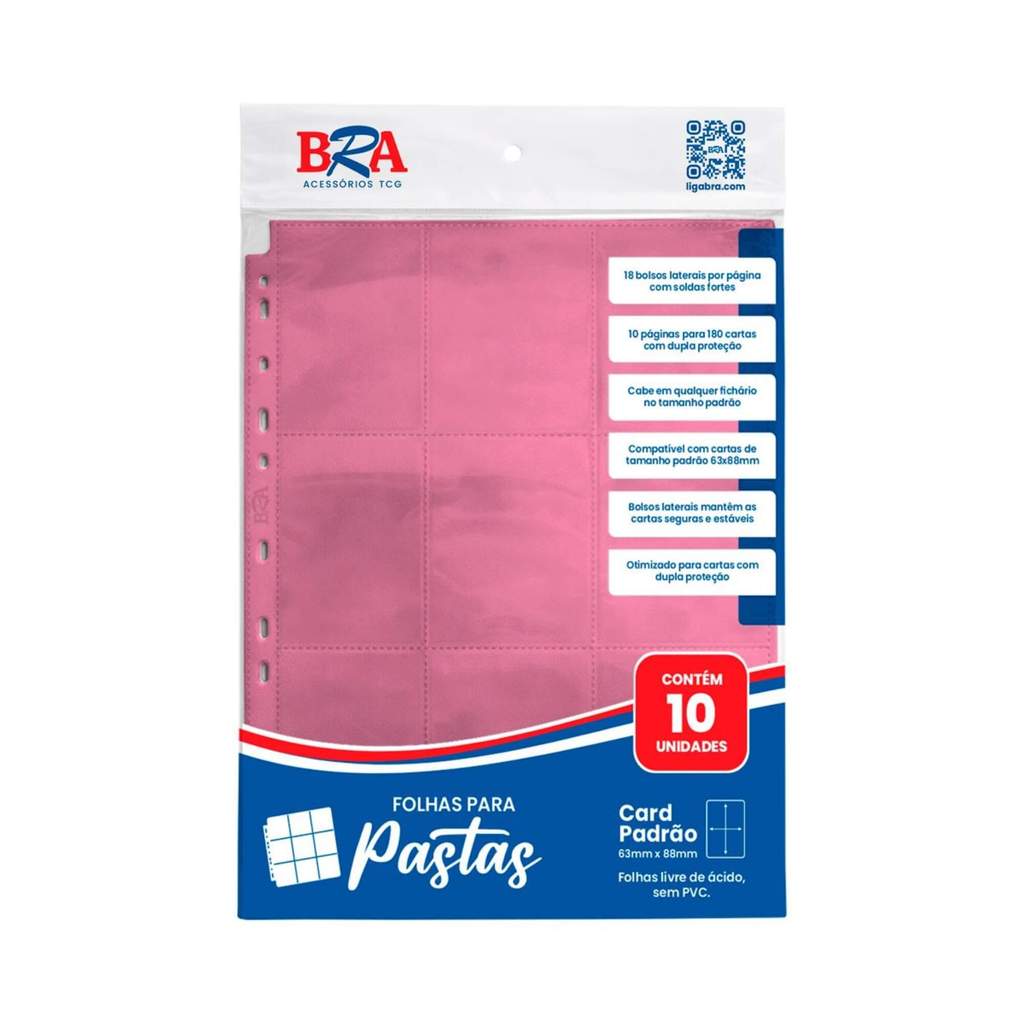 Folha para Pastas 18 Bolsos 3x3 cor Rosa com 10 unidades BRA - BC-222C_ROSA