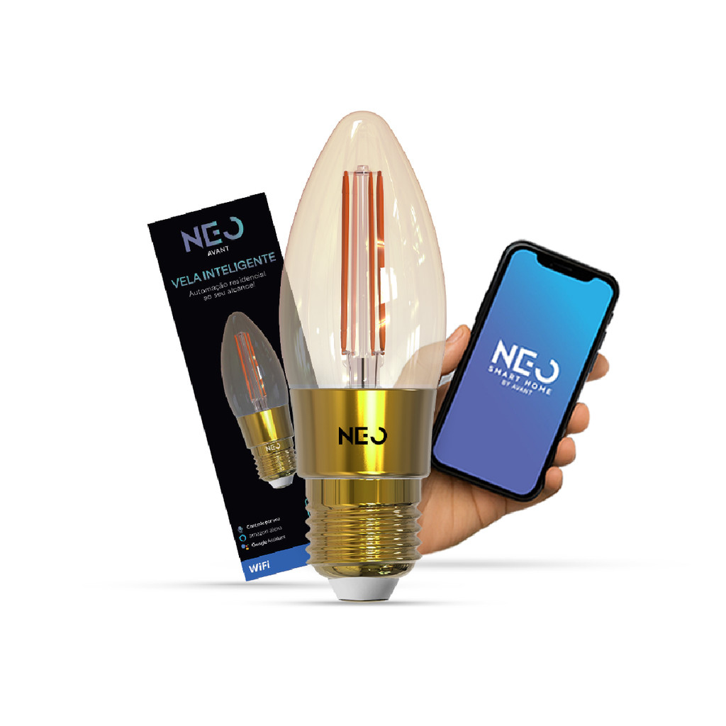Kit Lâmpadas LED Vela Smart E27 Wi-Fi Avant Neo 4W e 5W Inteligente