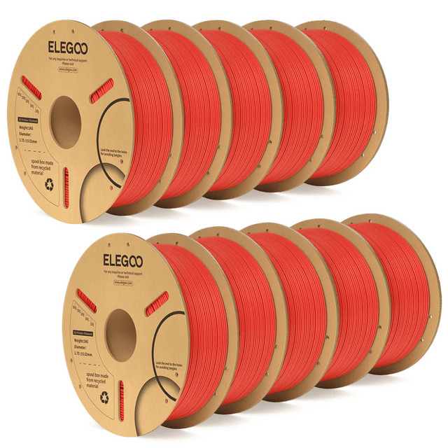 Caixa com 10 Filamentos Elegoo PLA + (Plus) 1.75mm 1Kg