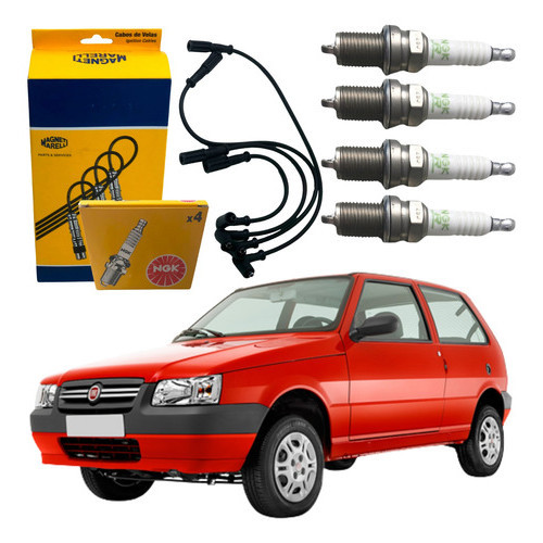 Jogo Vela Ignição + Cabo Uno 1.0 8v Fire Gasolina Xs10056