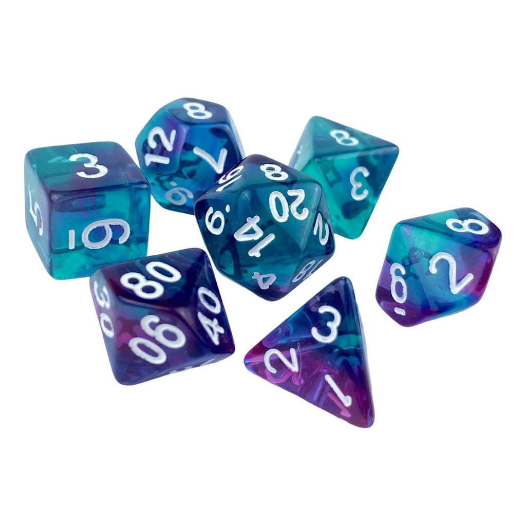 Conjunto De 7 Dados Iridescente - Púrpura E Turquesa
