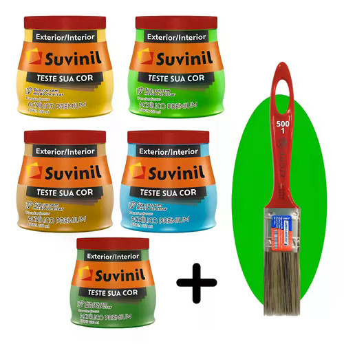 Kit C/ 5 Testes De Cores Tintas Para Parede 200ml - Suvinil Cores A Escolher No Site Suvinil