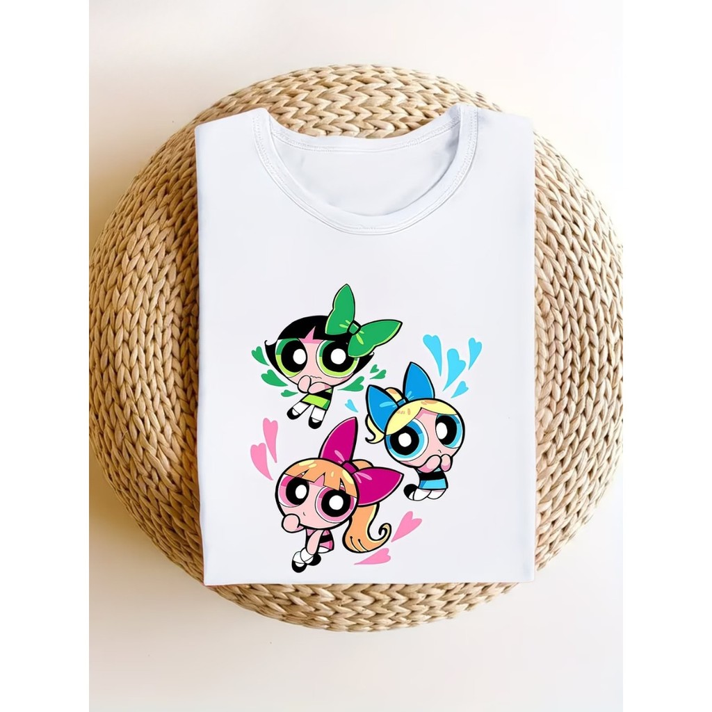 Camiseta Estampada Inspirado Super Poderosas Laços e Corações Unissex 100% Algodão Frete Grátis Rápido Plus Size