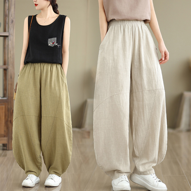 Desconto Roupas de meditação femininas estilo chinês calças de linho de algodão estilo budista zen roupas lisas feminina