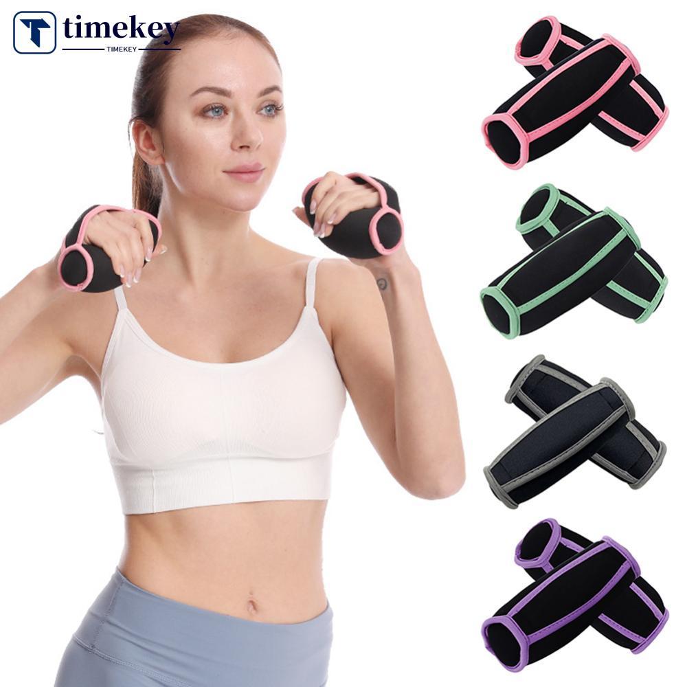 TIMEKEY 2 Unidades De Software Feminino Portátil Haltere Saco De Areia Braços Pesos 2 Libras Neoprene Para Yoga Fitness