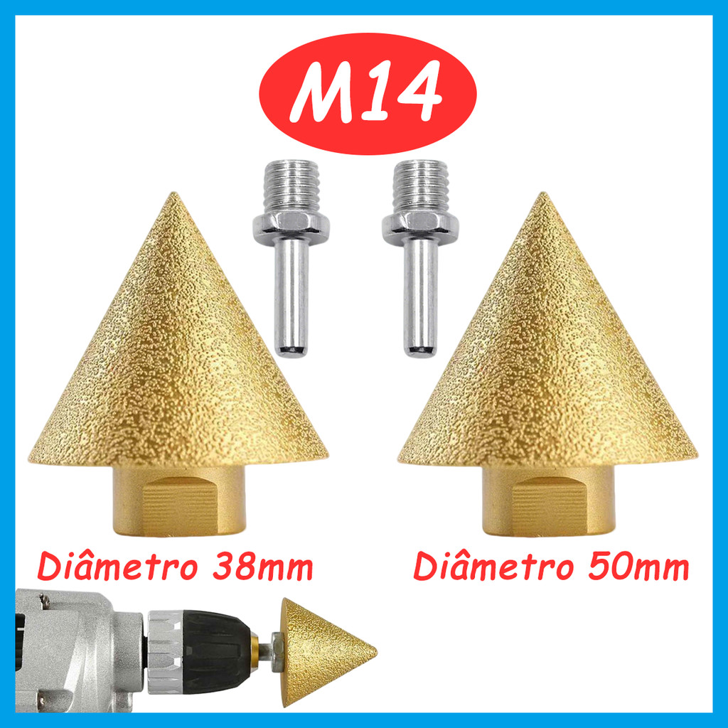 Broca diamantada M14, revestimento dourado, com haste M14 para esmerilhadeira, Broca para alargamento de furos