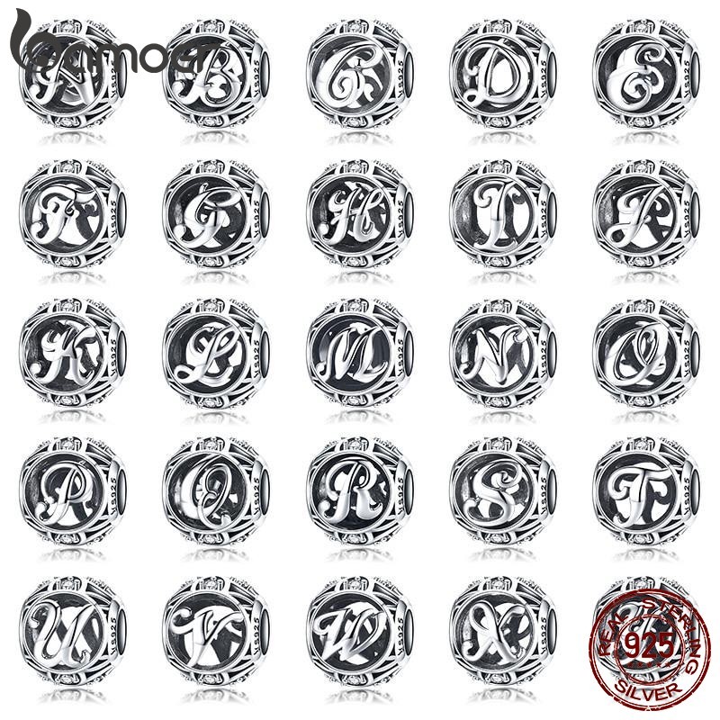 Bamoer Autêntico Prata Esterlina 925 Letra Vintage A T Pulseiras Colar Acessórios SCC738