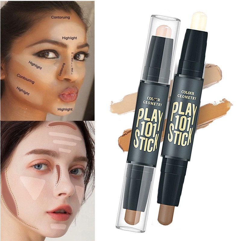 LAMEILA ®   Bastão de Contorno Dupla Face 2 em 1 para Contorno Facial, Modelagem e Iluminação, Bastão Mágico de Maquiage