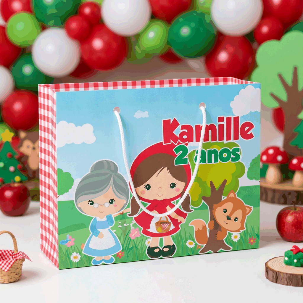 Sacolinhas G para lembrancinhas Personalizadas festas TEMA CHAPEUZINHO VERMELHO Pegue e monte