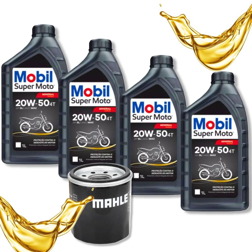 Kit Troca de Óleo P/ Suzuki Srad 750 / Bandit 650 / Vstrom 650 Mobil 20w50 + Filtro