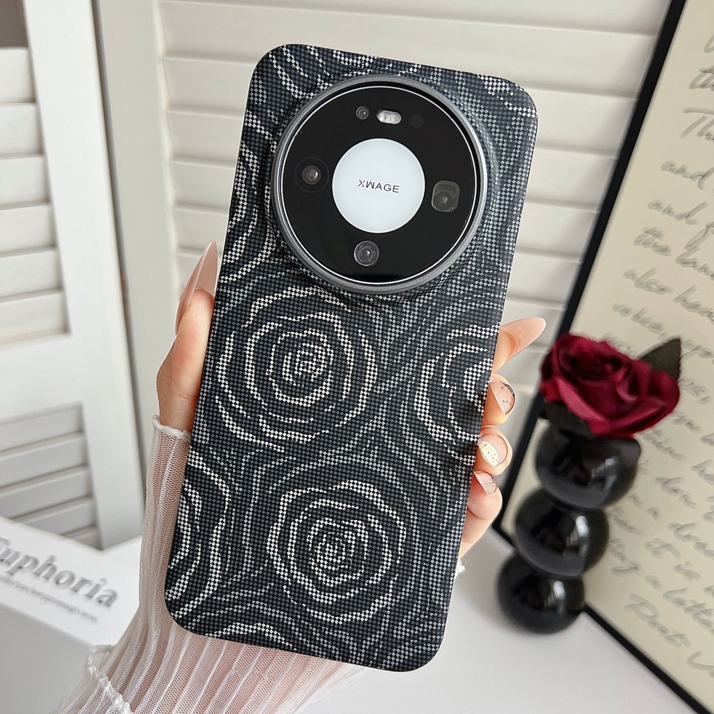 Capa protetora magnética luminosa Mate80ProMax Rose Cluster, capa protetora 80Pro resistente a choques com padrão Kevlar