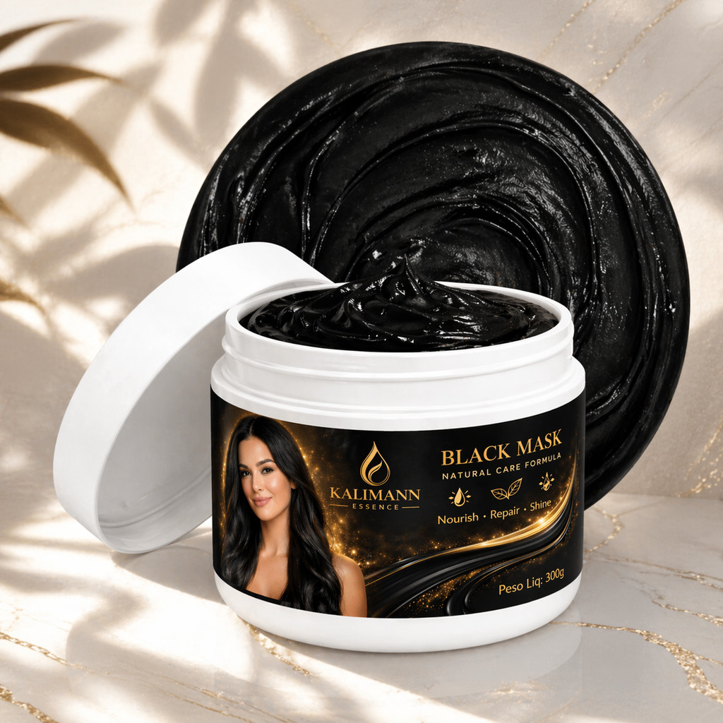 Máscara Tonalizante Preto Black 300g Escurecedor de fios brancos Black Hair Dye Sem Amônia Kalimann