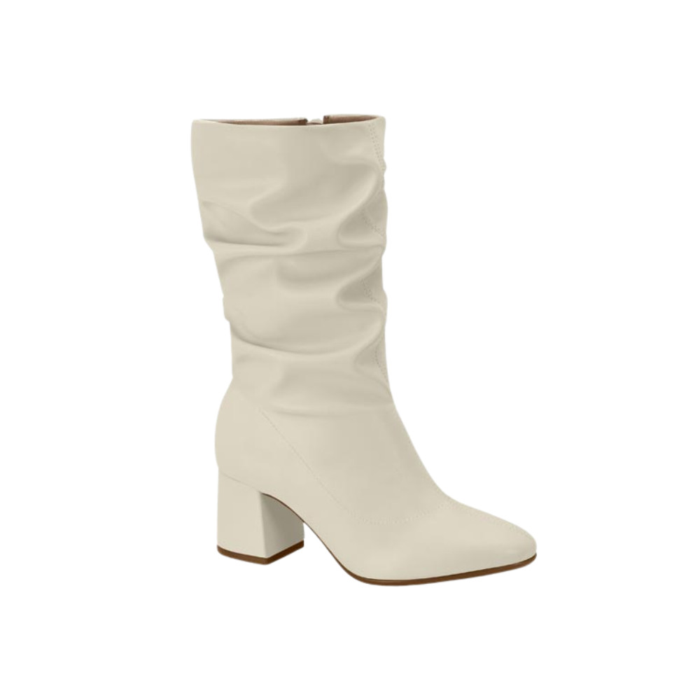 Bota Beira Rio Salto Grosso Cano Médio Conforto Branco