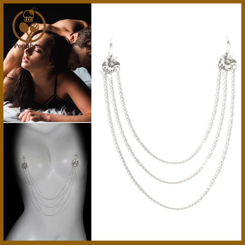 Floral Breast Chain Sexy Body Jewelry Non-piercing Nipple Layered Beach Party Bikini Accessory Trendy Chest for Women