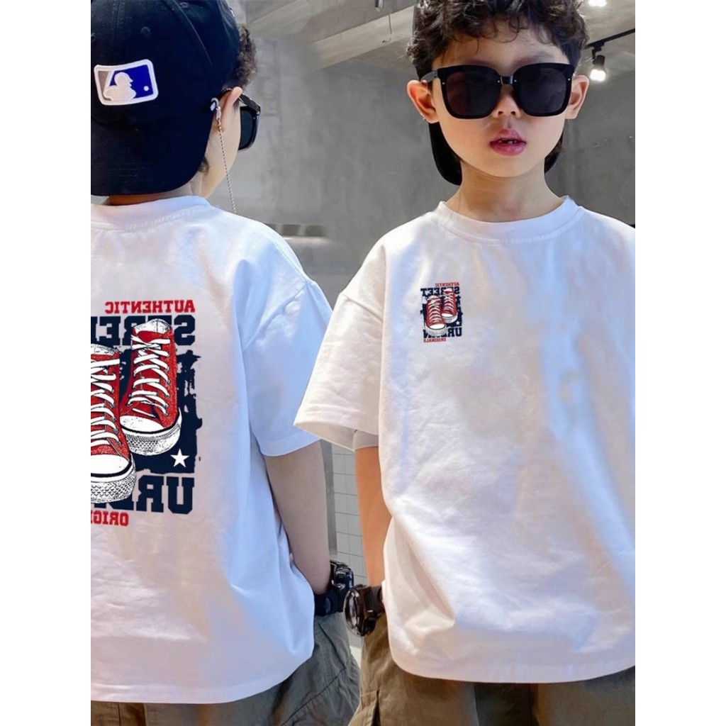 Roupas infantis de algodão puro meninos camiseta de manga curta primavera verão crianças médias grandes versão coreana r