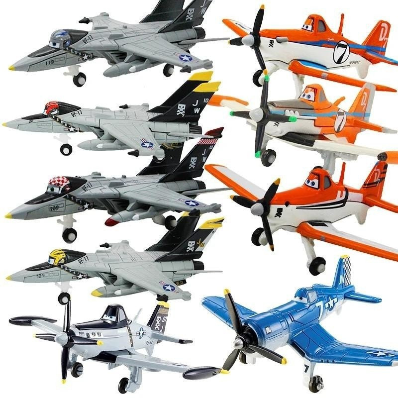 Jiameishi Disney Pixar Aviões 7 Dusty Crop Jump Bugs Echo Bravo Fighter Skipper Modeloos de Avião de Brinquedos de Metal