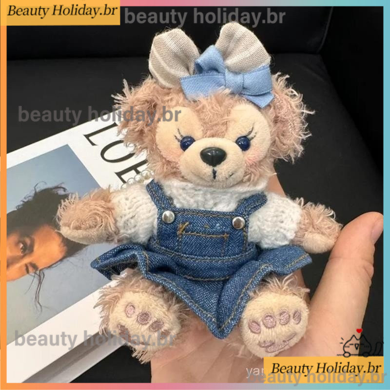 Saia de Jeans Azul Pendente de Bolsa Shirley Rose Boneca de Pelúcia Urso Duffy Chaveiro de Carro Ornamento Presente para