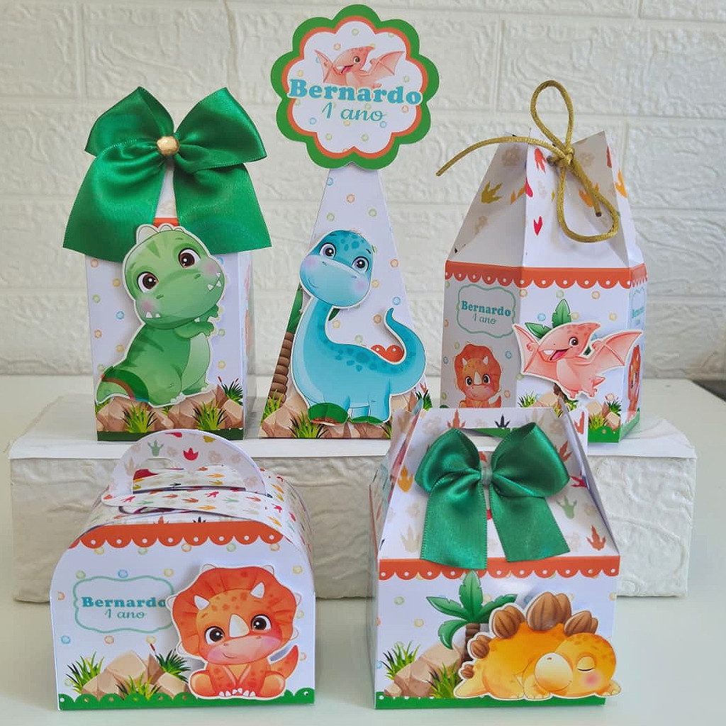 Kit Festa DINO BABY  DINOSSAURO AQUARELA Personalizados caixinhas para lembrancinha aniversário