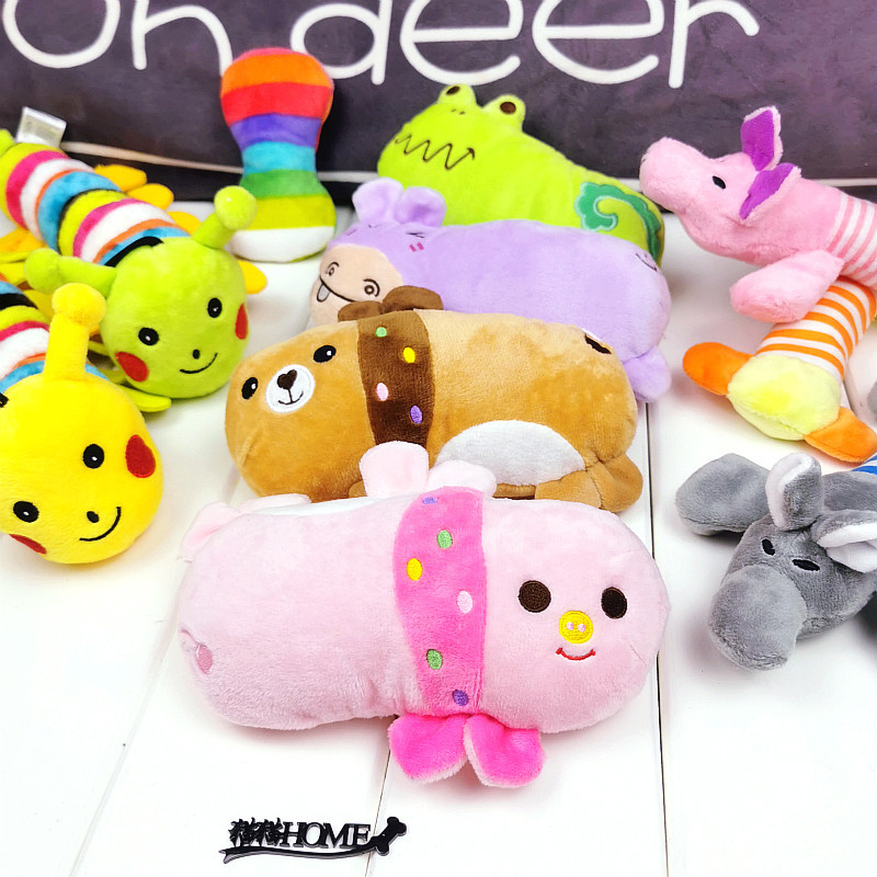 Bonito zoológico brinquedos para animais de estimação cão Teddy soando brinquedos tédio aliviar pelúcia pato porco elefa