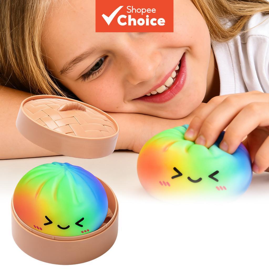 Brinquedo Squishy Rainbow Color Baozi – Fofinho e Realista, Alívio do Estresse, 1 Unidade – para Todas as Idades