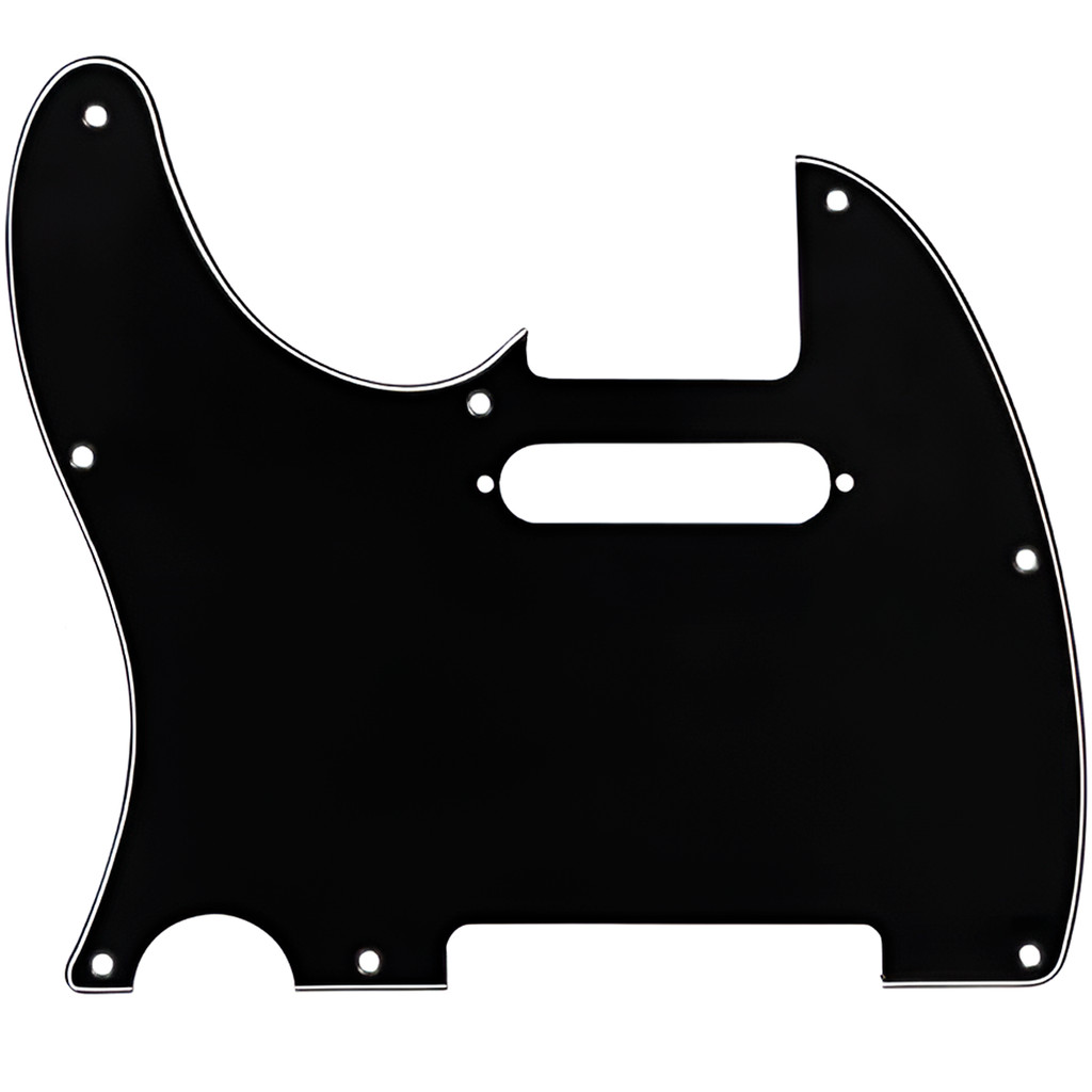 Proteção Escudo Canhoto Preto Thida Para Guitarra Telecaster 3 Camadas - 08 Furos
