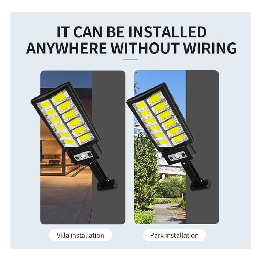 Luminária Solar Poste Rua Parede Refletor 288 Led Com Sensor De Presença