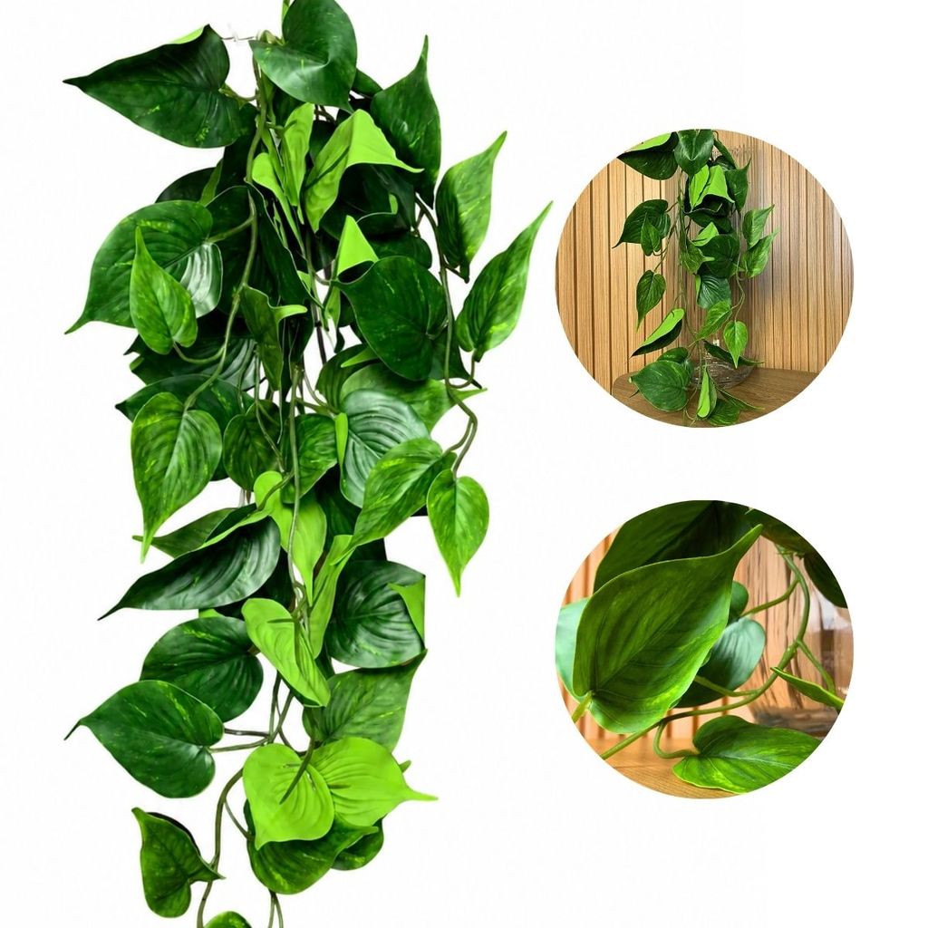 Planta Artificial Jiboia Pendente Verde Realista Decoração