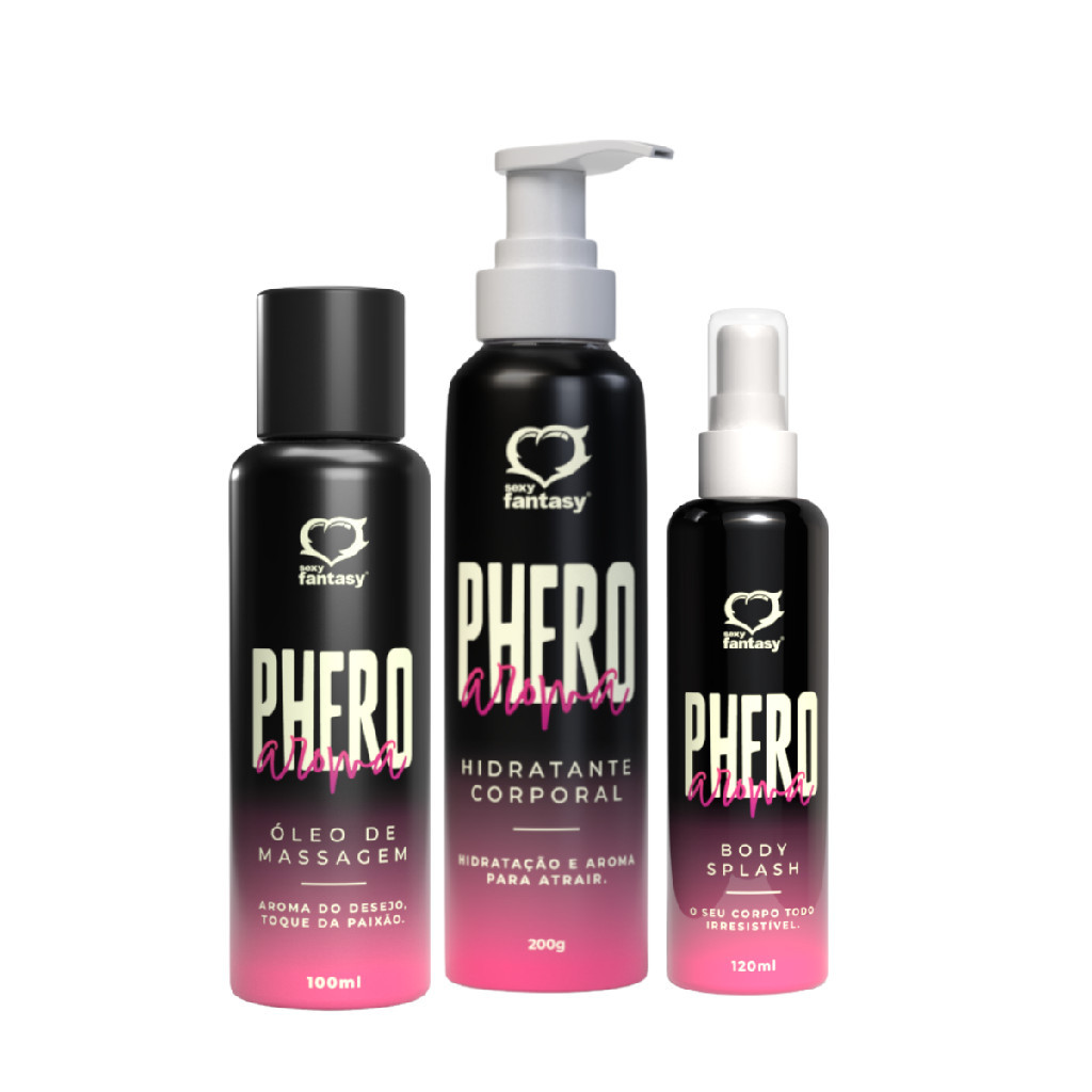 KIT PHERO Hidratante Corporal Óleo de Massagem e Body Splash