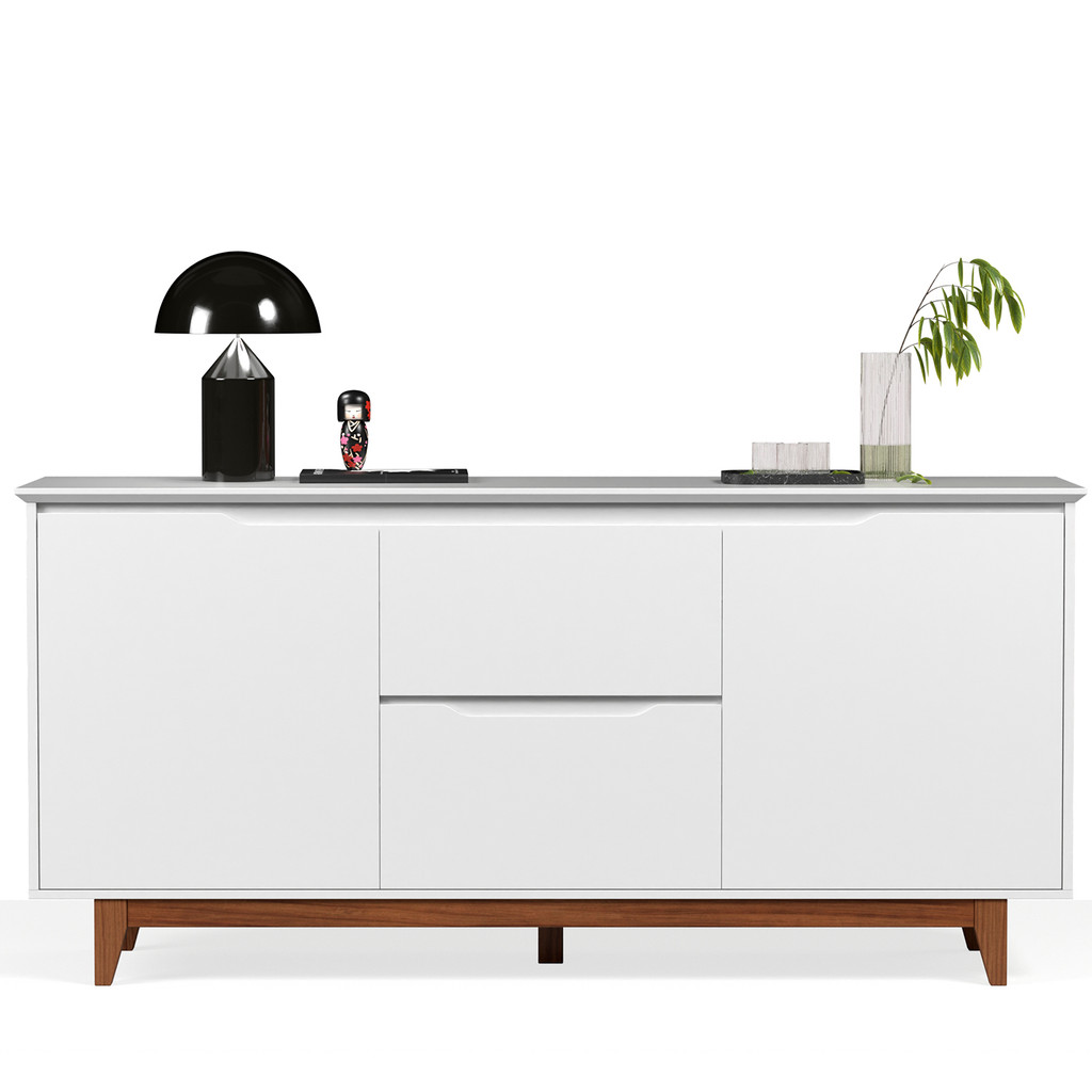 Buffet Aparador Bancada Para Cozinha Sala de Jantar 2 Portas com 2 Gavetas Branco - Moveisaqui