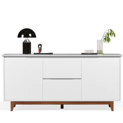 Buffet Aparador Bancada Para Cozinha Sala de Jantar 2 Portas com 2 Gavetas Branco - Moveisaqui