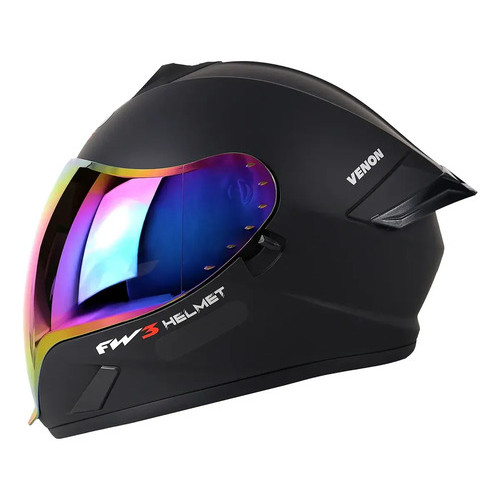 Capacete Fechado Capacete Fw3 Venon Preto Fosco C/ Óculos Preto Lisa Fosco 56