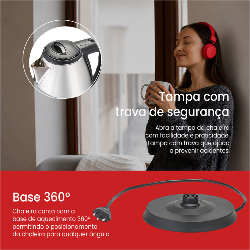 Chaleira Inox 1,8l Bule Elétrico Agratto Chaleira Inox Térmica Chaleira 127v Bule Jarra Chimarrão · foto 2