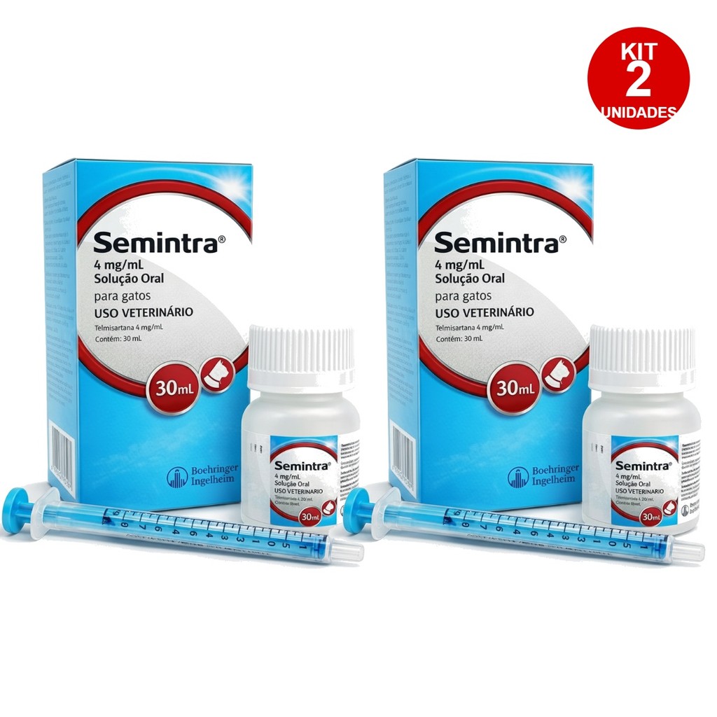 2 Semintra Solução Oral Renal Crônica Para Gatos 4mg/ml 30ml Azul-turquesa