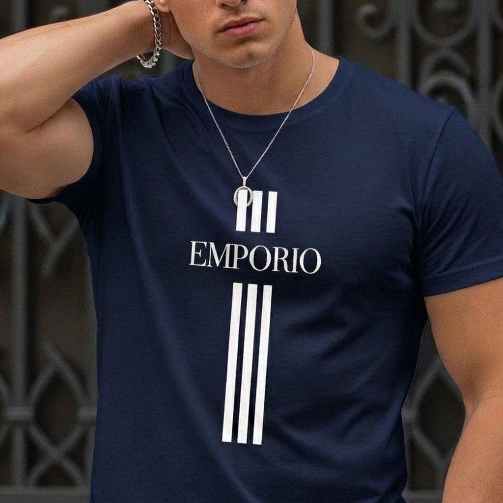 Camiseta Básica Casual Masculina Estampada Emporio Estilosa Premium Academia Treino Presente