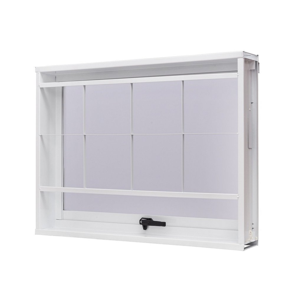 Janela de Aço Maxim-Ar 60x80cm com Grade Quadriculada e Vidro Boreal Unicsol Ramassol
