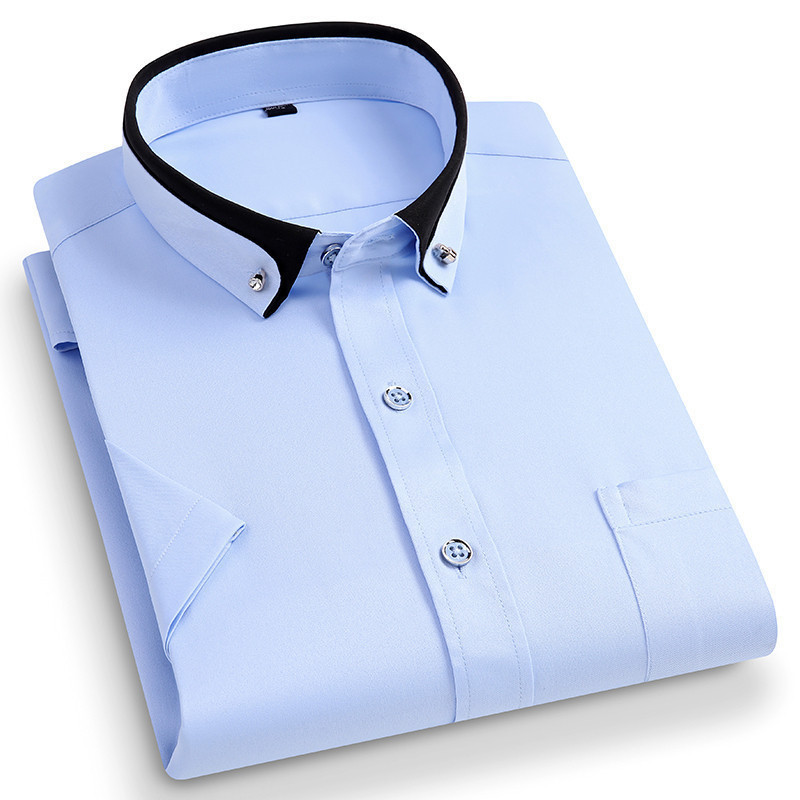 Camisa Social Masculina de Verão Casual, Sem Necessidade de Passar, Manga Curta, Corte Slim Fit RQRY R4YT 2026