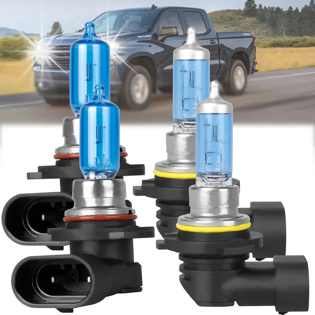 Compatível com Chevy Silverado 1500 2500 HD 3500 HD 1999-2006, Lâmpadas de Farol Halógenas, 9005/HB3 Luz Alta + 9006/HB4