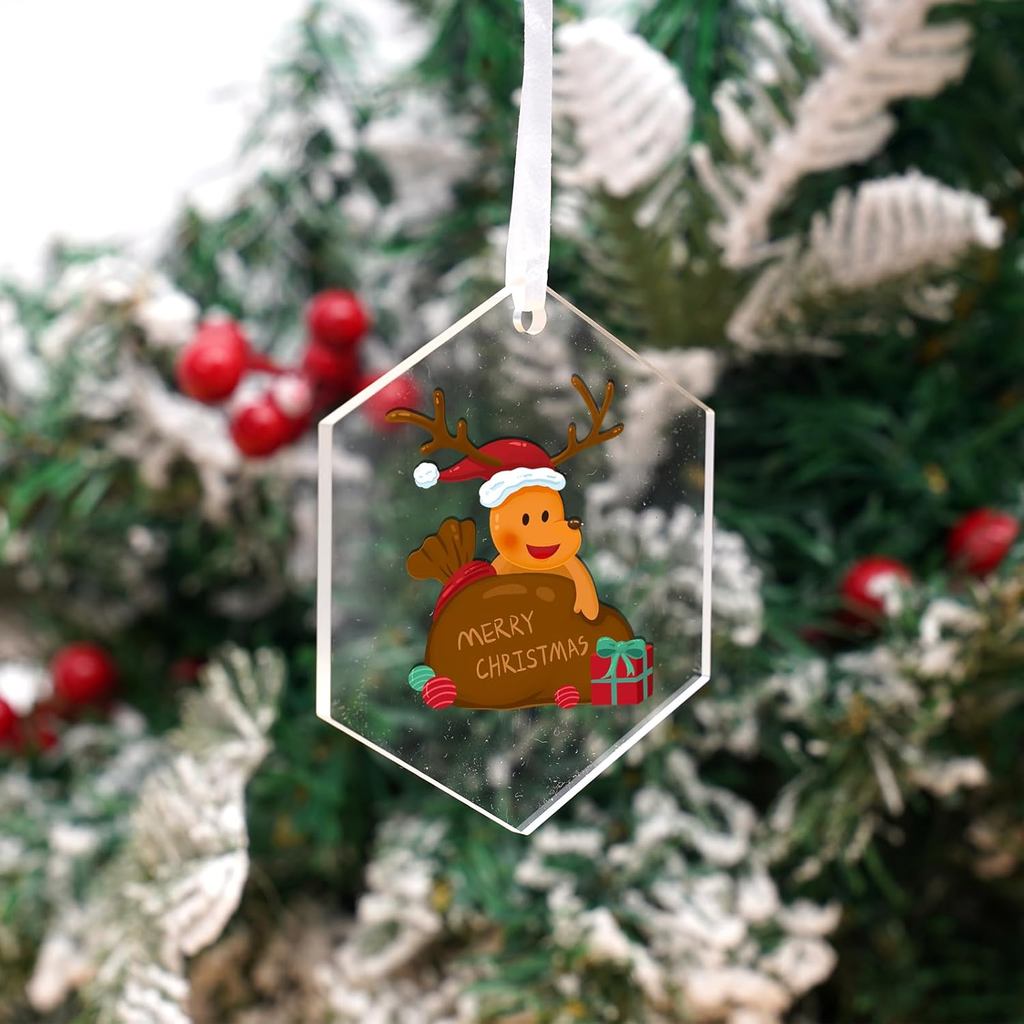 Clear Round Acrylic Christmas Ornament, 3mm Extra Thick, DIY Bulk Blank Circle Bulb Xmas Bauble Tree Decorations, Stocki