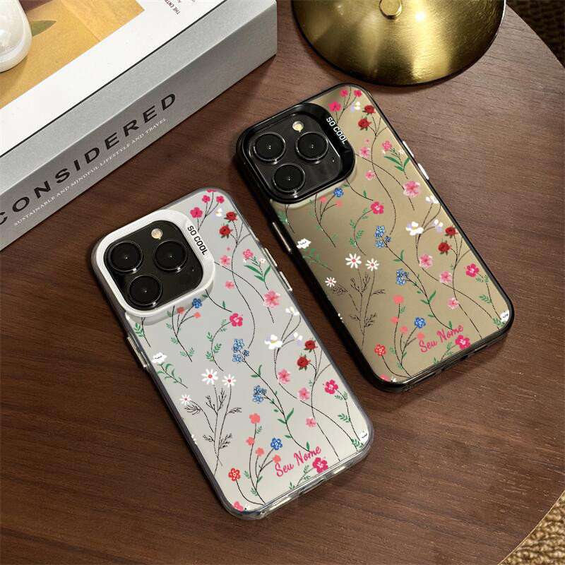 Capinha personalizada Com Nome Flor Desenhadas Para Samsung S20 S21 S23 FE S24 S25 Capa anti impacto