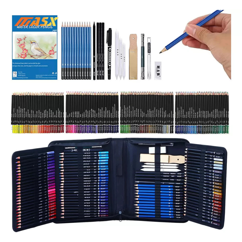 Kit 96/145 Desenho Profissional Estojo Lápis Esboço Arte Para