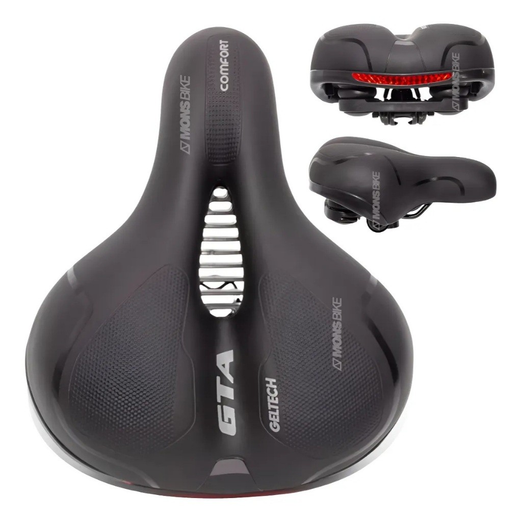 Banco Selim Gta Modelo Confort Big Largo Beach Em Gel Super Macio Bike Aro 26 ou 29 de Passeio