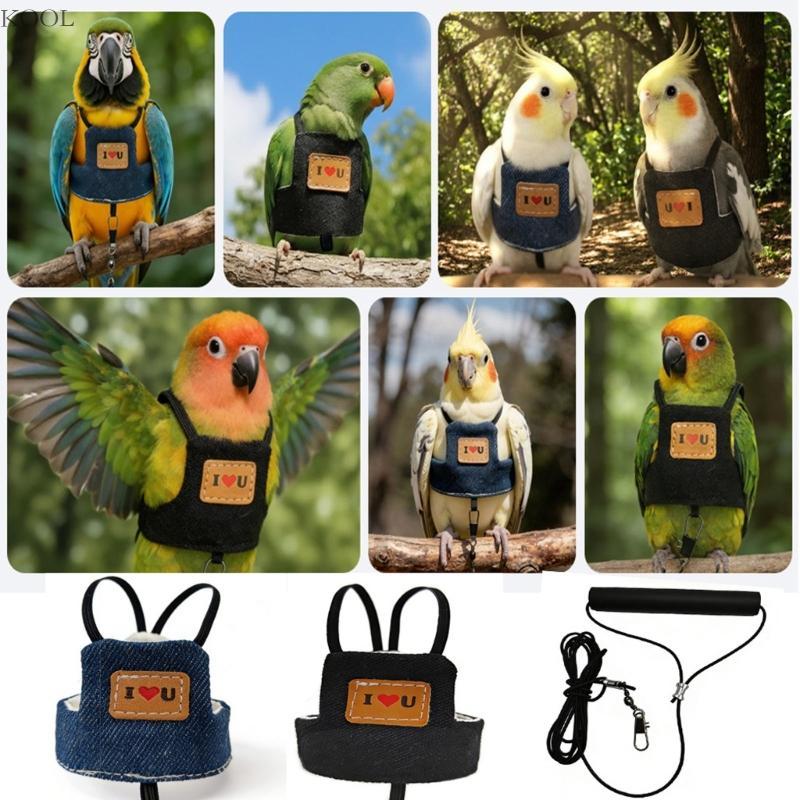Conjunto Arnês E Trela Para Papagaio Macio KOOL Terno Treinamento Pássaros Animais Estimação Aventura Ar